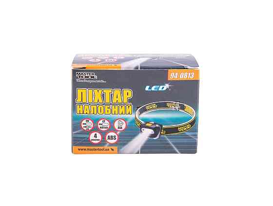 Ліхтар налобний MASTERTOOL 4 режими 55х35х40 мм CREE XT-E WHITE LED+2xRED LED 3xAAA ABS 94-0813 Рівне