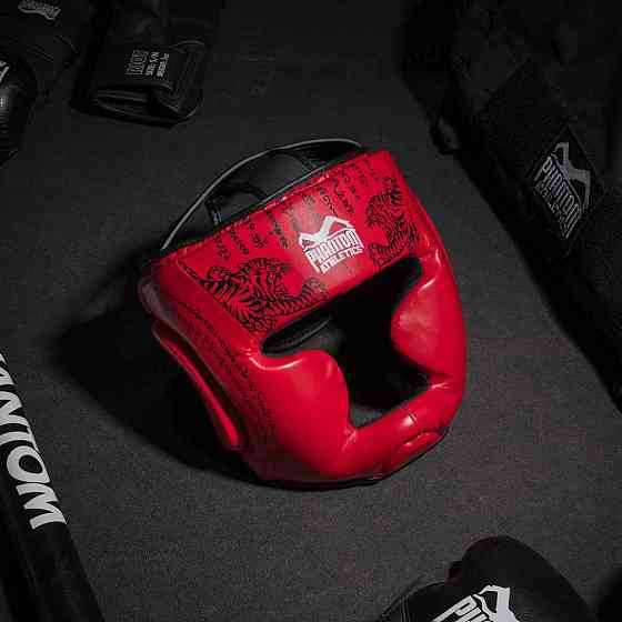 Боксерський шолом Phantom Muay Thai Full Face Red (капа в комплекті) Кам'янське