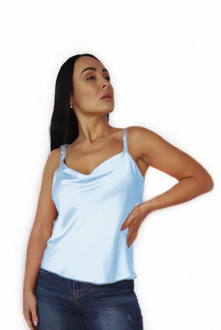 Базова майка жіноча хомут шовк Блакитний 4XL Харків - фото 1