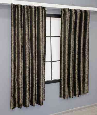 Комплект коротких штор VR-Textil Жаккард Fantasy № 1632ш Венге с бежевым 140х170 см 2 шт (35-0288) Киев