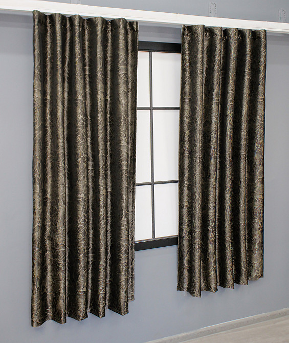 Комплект коротких штор VR-Textil Жаккард Fantasy № 1632ш Венге с бежевым 140х170 см 2 шт (35-0288) Киев - изображение 3