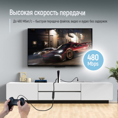 Дата кабель USB 2.0 AM/AF 1.8m black ColorWay (CW-CBUF076-BK) Вінниця - фото 4