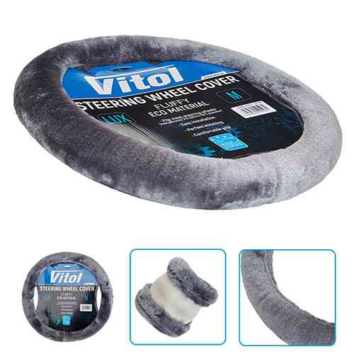 Чохол на кермо VLOD-21F01 сірий з хутра M Харків