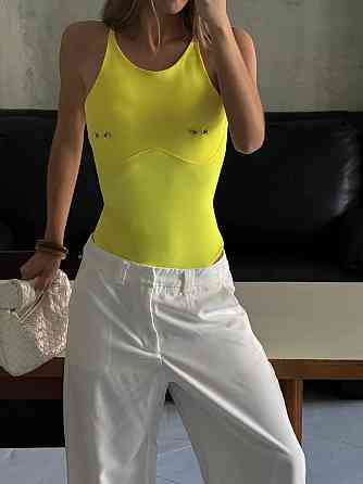 Жіночий стильний боді з імітацією пірсингу матовий біфлекс Жовтий Одеса