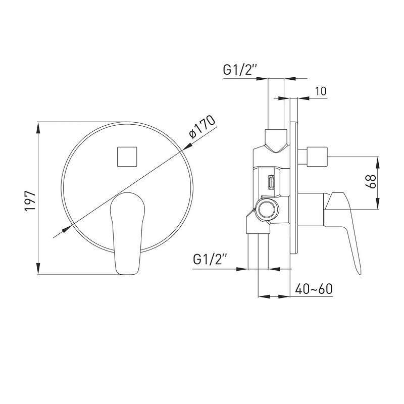 Змішувач прихованого монтажу VOLLE DIOS cromo на 2 споживачі хром Київ - фото 2