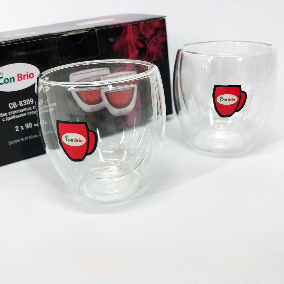 Двойной стакан для кофе Con, Прозрачная чашка с двойным дном, Стаканы и кружки с двойным дном IT-48 Львов - изображение 7
