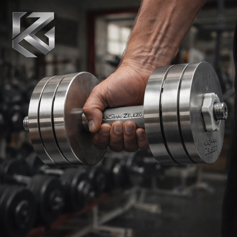 Гантелі набірні 2 по 24 кг металеві без покриття Kachai Zelezo Iron Pro Київ - фото 2