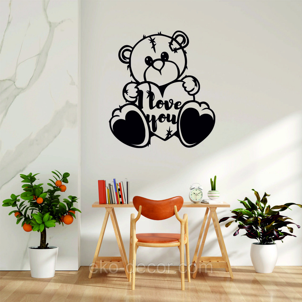 Декоративное настенное Панно «Мишка» Декор на стену 90*82 см, Черный Киев - изображение 2