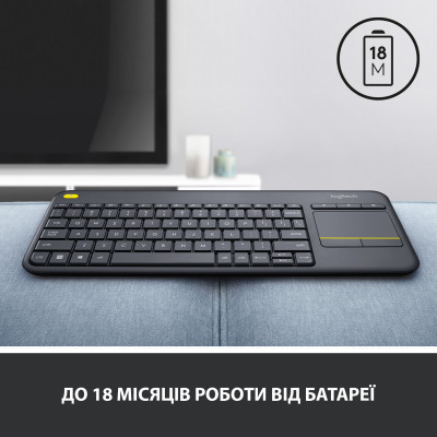 Клавиатура Logitech K400 Plus Touch Wireless UA Black (920-007145) Винница - изображение 7