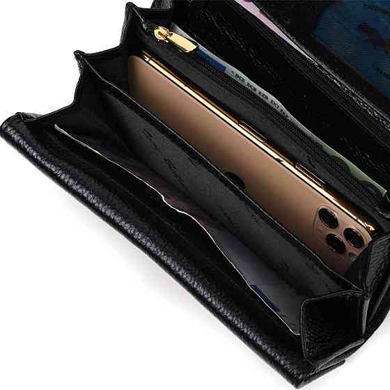 Класичний жіночий гаманець з великою кількістю відділень із натуральної шкіри Tony Bellucci 21961 Чорний Київ