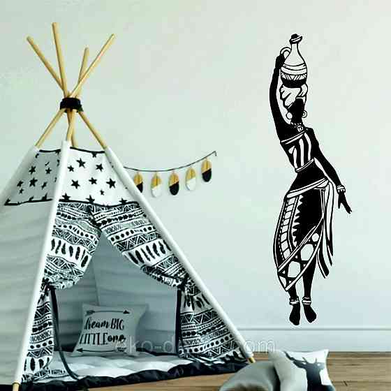 Декоративное настенное Панно «Девушка с кувшином» Декор на стену 90*25 см, Черный Киев