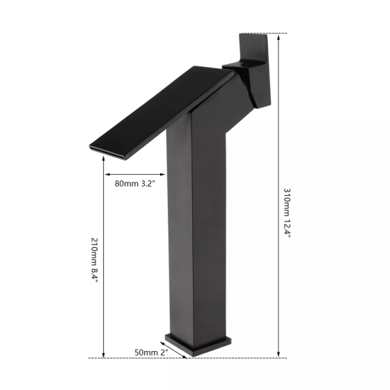Смеситель матовый в ванную для умывальника, кран однорычажный из латуни для холодной и горячей воды Черный Каменец-Подольский