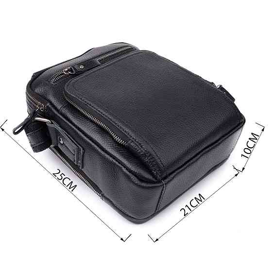 Деловая мужская сумка с ручкой для переноса в руке из натуральной кожи Vintage 23034 Черный Киев