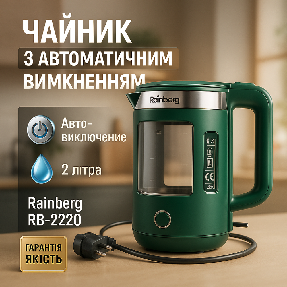 Чайник для закипания воды, Чайник с дисковым нагревом, Надежный электрочайник Мощный кухонный RU-68 Львов - изображение 15