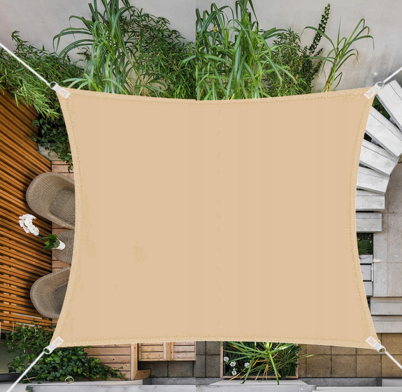 Тент навіс затіняючий квадратний 4х4м Сітка (Бежевий) Вінниця - фото 2