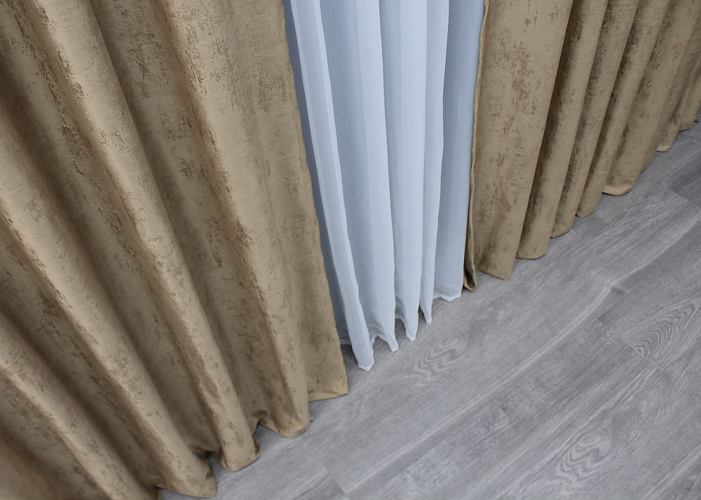 Шторна тканина оксамит (бархат) колекція "Афіна" Туреччина, висота 3м колір темно-бежевий 1542ш Київ - фото 5