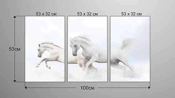 Модульная картина Белые Лошади Аrt-129_3А Киев