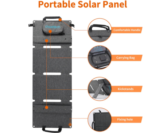Сонячна панель Choetech 36W Type-C PD 3.0 30W Max + QC 3.0 18W Max Київ