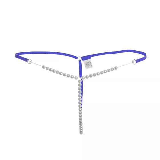 Стринги с жемчугом универсальный синий Киев