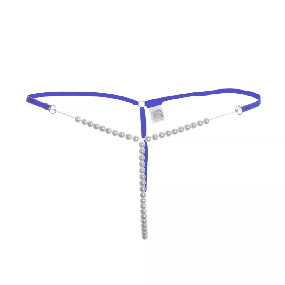Стринги с жемчугом универсальный синий Киев - изображение 1
