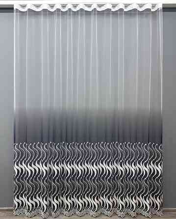 Тюль VR-Textil 1762т Фатин "Омбре" з вишивкою та люрексом Синій з білим 300х270 см (42-0770) Київ