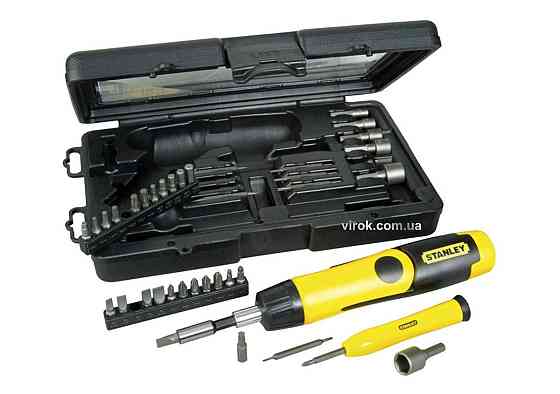 Викрутка реверсивна STANLEY "Pistol Grip Ratchet" : тріщатка, насадки, 38 шт. Одеса