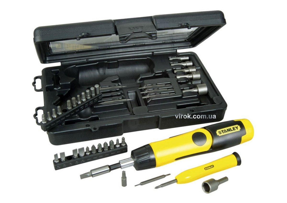 Викрутка реверсивна STANLEY "Pistol Grip Ratchet" : тріщатка, насадки, 38 шт. Одеса - фото 1