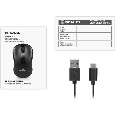 Мишка REAL-EL RM-450W Wireless/Bluetooth Black/Gray (EL123200046) Вінниця - фото 5
