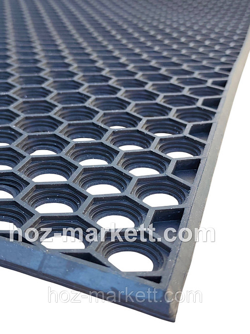 Килимок 120х80х1 см гумовий брудозахисний сота чорний Харків - фото 8