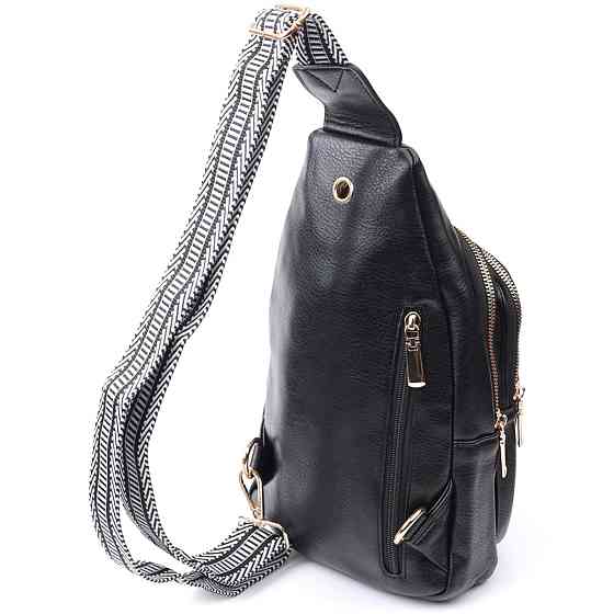 Практична слінг сумка для жінок з екошкіри Чорний (Vintage) Київ