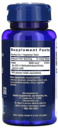 Фолат фолиевая кислота 8500 мкг Life Extensions Optimized Folate 30 таб Киев