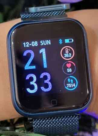 Наручний годинник, електронний, смарт браслет, Smart Watch T80S, сині. Київ