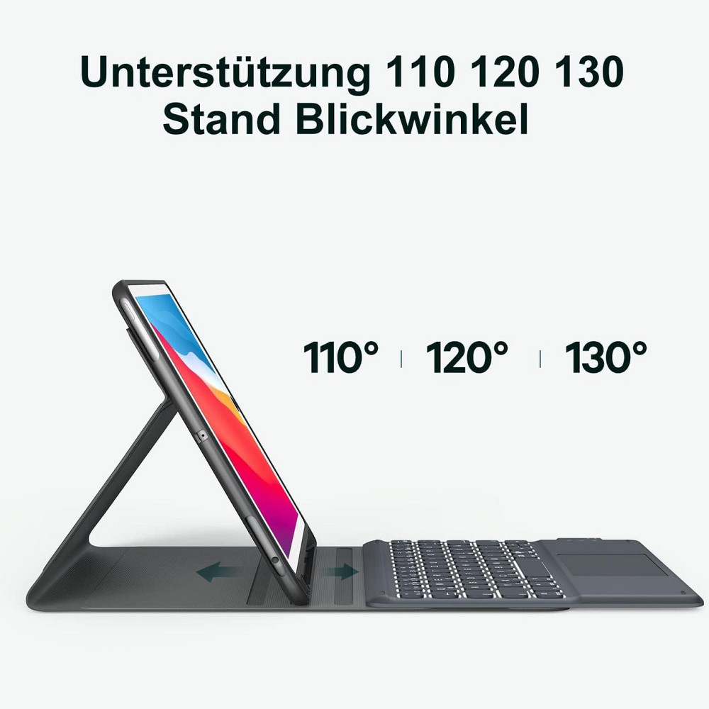 Чохол з магнітною клавіатурою для iPad 9/8/7 10.2”, iPad Pro 10.5 / Air 3, з Bluetooth, тачпадом, RGB-підсвіткою, QWERTZ чорний Київ - фото 5
