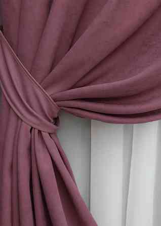 Комплект штор на люверсах VR-Textil Мікровелюр Petek № 1490ш 150х270 см 2 шт Пурпурний (37-0217) Київ