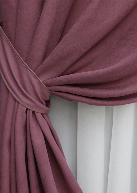 Комплект штор на люверсах VR-Textil Мікровелюр Petek № 1490ш 150х270 см 2 шт Пурпурний (37-0217) Київ - фото 5