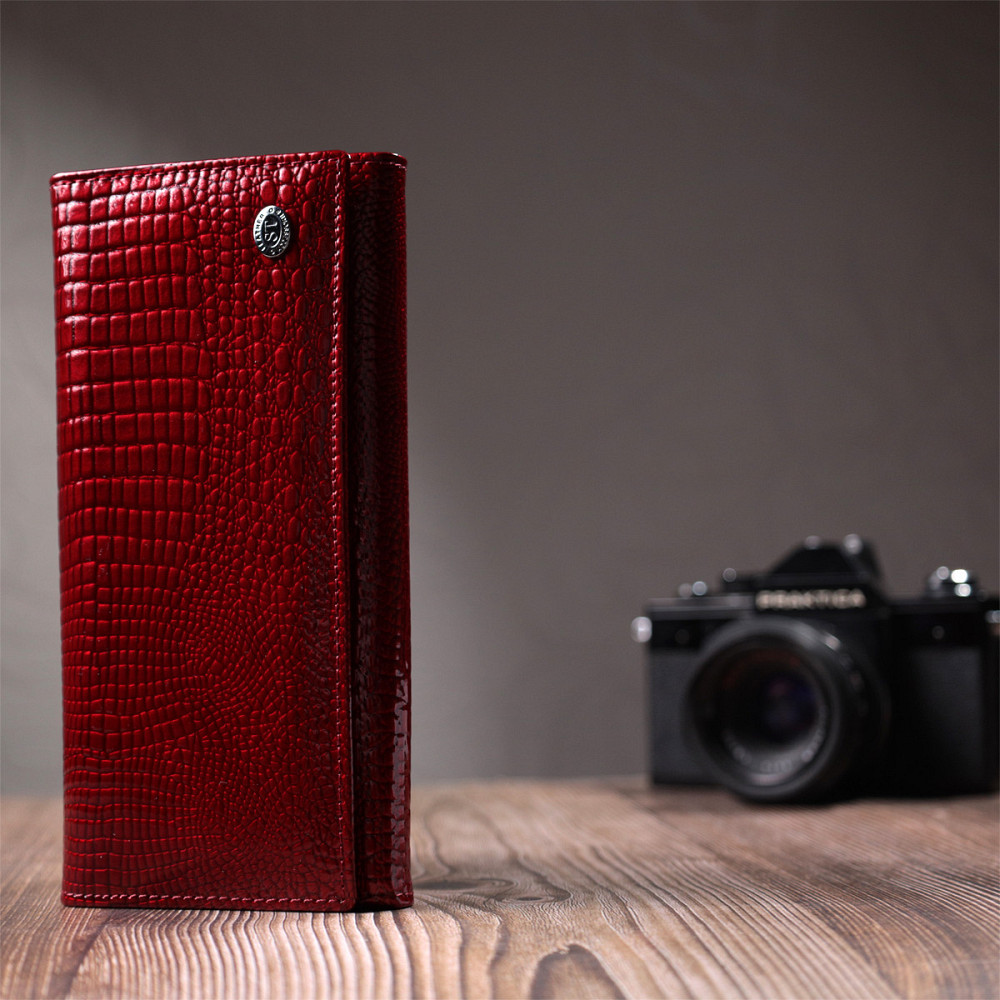 Гаманець для жінок із натуральної лакованої шкіри ST Leather 22680 Червоний Київ - фото 10
