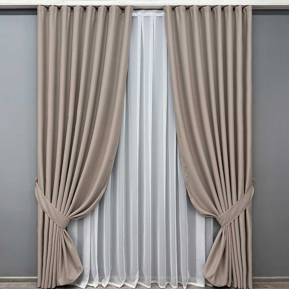 Комплект готовых штор VR-Textil Bagema Rvs № 2071ш Светлое какао 150х270 см 2 шт (33-1274) Киев - изображение 2