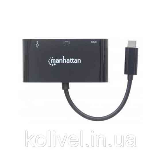 Док-станція USB3.1 Type-C --> USB3.0/VGA/USB-C (F) black Manhattan (152044) Київ