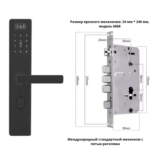 Смарт замок кодовий розумний дверний з дисплеєм KHS-D10F з розблокуванням по обличчю, відбитком пальця, ключ-картою Кам'янець-Подільський