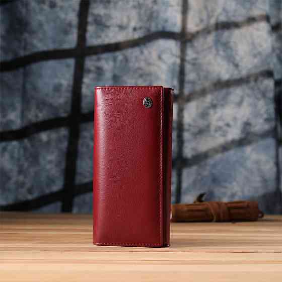 Жіночий шкіряний гаманець з монетницею бордовий (ST Leather) Київ