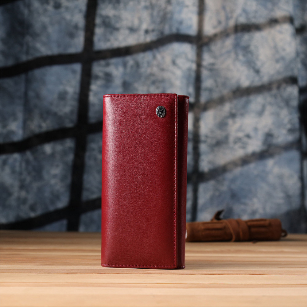 Жіночий шкіряний гаманець з монетницею бордовий (ST Leather) Київ - фото 3