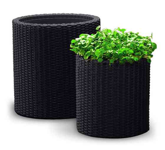 Горщик для квітів Keter 39 л. Cylinder Planter Large, сірий Київ