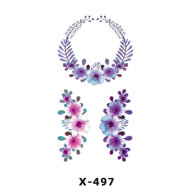 Перекладна татуювання "Квітки" фіолетові розмір стікера 10*6см Київ - фото 2