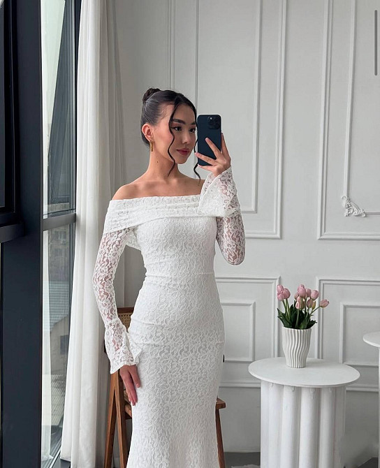 Жіноча романтична мереживна сукня зі спущеними плечима гіпюр + підкладка Одеса - фото 2