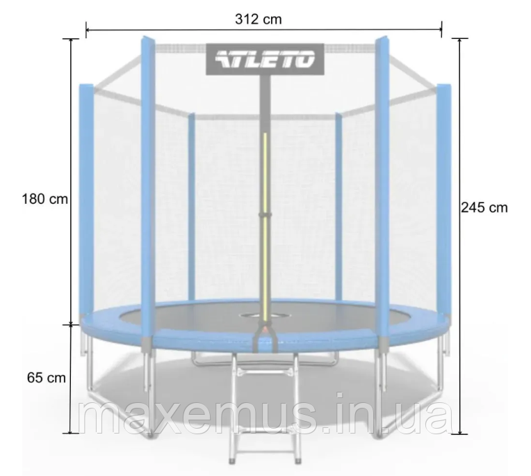 Батут детский на 312 см с защитной сеткой и лестницей батут для детей садовый синий Мостиска - изображение 6