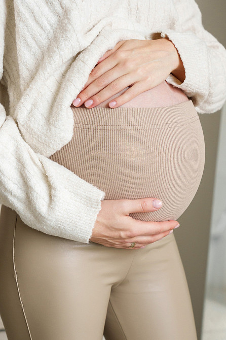 Демісезонні шкіряні лосини для вагітних Koln S (42) Lullababe Бежевий Кривий Ріг - фото 8