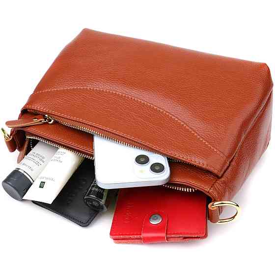 Жіноча сумка з натуральної шкіри з формостійким дном Коричневий (Vintage) Київ