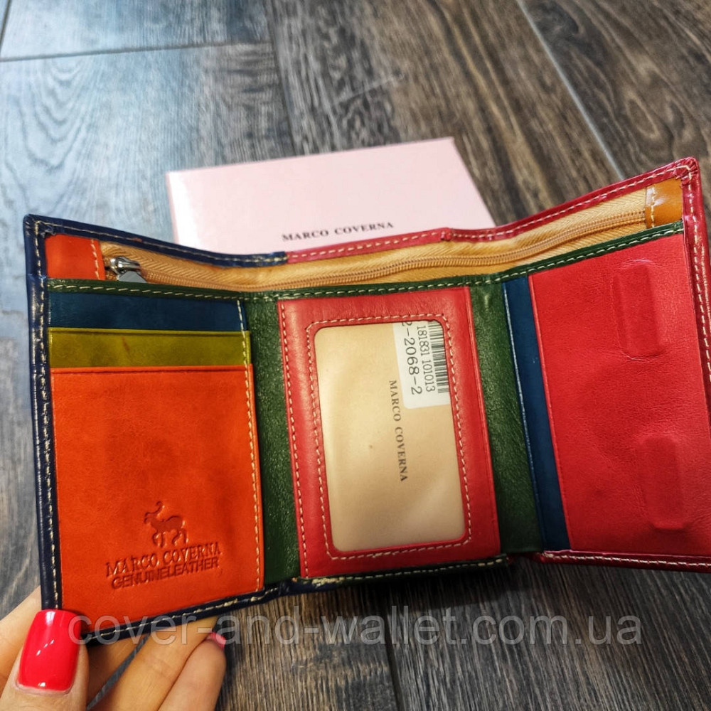 Маленький кожаный женский кошелек красно синего цвета  Marco Coverna MC 2-2068 Киев - изображение 2