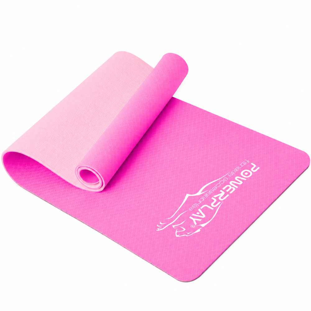 Килимок для йоги та фітнесу PowerPlay 4150 TPE Premium Performance Mat Рожевий (183x61x0.6 см.) Кам'янське - фото 1