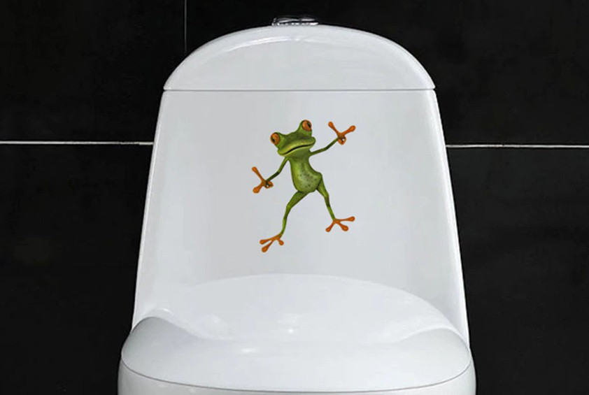 Наклейка на унитаз Лягушка 18 на 18 см разноцветный Киев - изображение 2